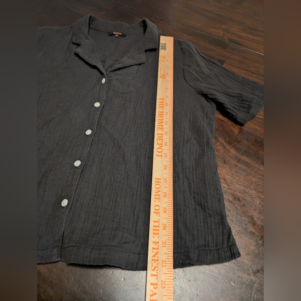 Quince 100% Organic Cotton Gauze Short Sleeve Shirt, Women's Small, Black - Picture 5 of 6